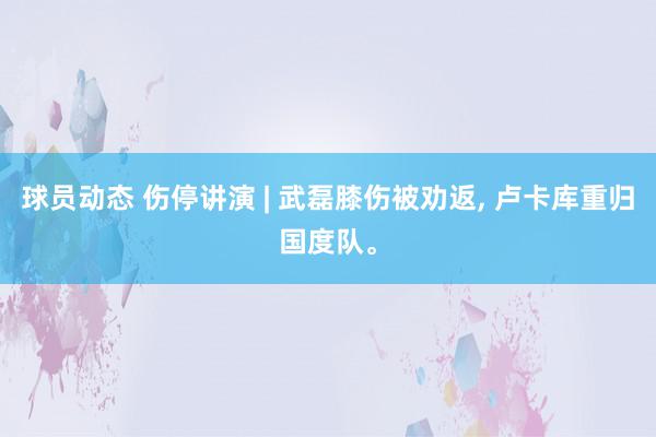 球员动态 伤停讲演 | 武磊膝伤被劝返, 卢卡库重归国度队。