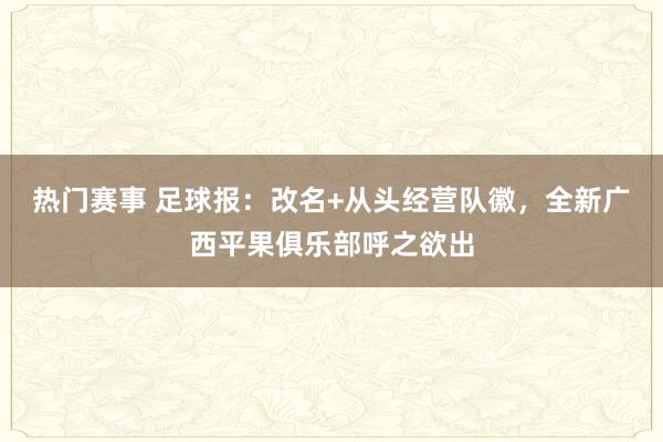 热门赛事 足球报：改名+从头经营队徽，全新广西平果俱乐部呼之欲出