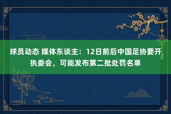 球员动态 媒体东谈主：12日前后中国足协要开执委会，可能发布第二批处罚名单